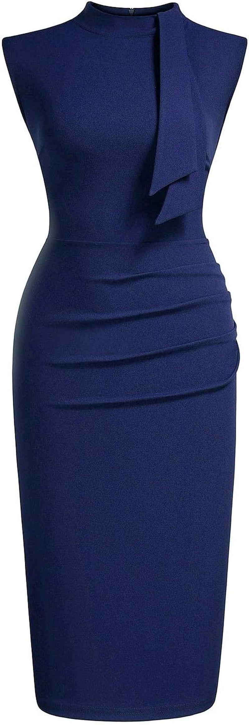 Women'S Retro 1950S Style Half Collar Ruffle Cocktail Pencil Dress