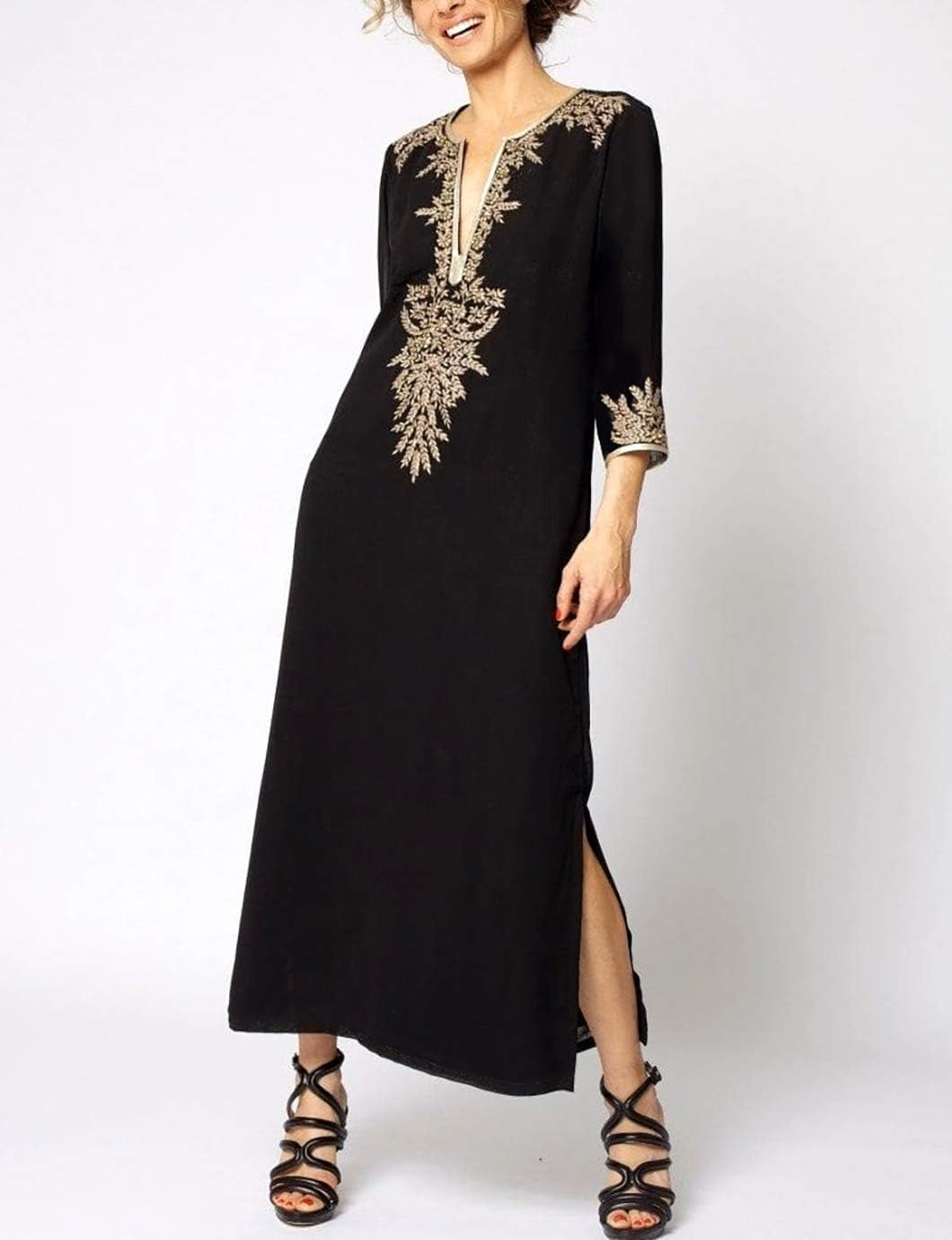 Embroidered Long Kaftan Dresses for Women Beach Caftan Swimsuit Cover Up